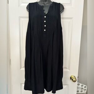 Sonoma Black Sleeveless Pintuck Button Front Dress